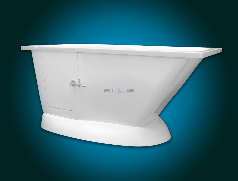 MODERN - small freestanding walk-in bath with seat [front-side view left-handed version]